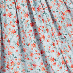 Sarah Louise-فستان مطرز سموكينغ قطن لون أزرق بطبعة ورود | Childrensalon Outlet