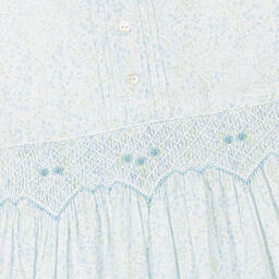 Sarah Louise-Girls Blue Floral Hand-Smocked Cotton Dress | Childrensalon Outlet