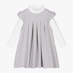 Sarah Louise-Girls Blue Pinafore Dress Set  | Childrensalon Outlet