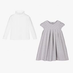 Sarah Louise-Girls Blue Pinafore Dress Set  | Childrensalon Outlet