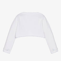 Sarah Louise-Girls Blue-Trimmed Cotton Cardigan | Childrensalon Outlet