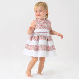 Sarah Louise-Элегантное красно-белое платье с цветами для девочек | Childrensalon Outlet