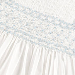 Sarah Louise-Girls Ivory & Blue Hand-Embroidered Sleeveless Dress | Childrensalon Outlet