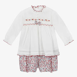 Sarah Louise-Girls Ivory Floral Shorts Set | Childrensalon Outlet