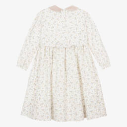 Sarah Louise-Girls Ivory Floral Smocked Cotton Dress | Childrensalon Outlet