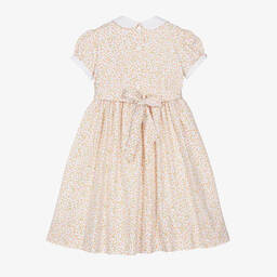 Sarah Louise-Girls Ivory Floral Smocked Cotton Dress | Childrensalon Outlet
