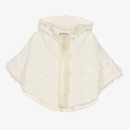 Sarah Louise-Girls Ivory Knitted Hooded Cape | Childrensalon Outlet