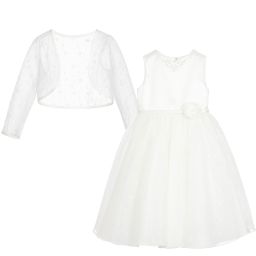 Sarah Louise-Girls Ivory Lace Dress & Bolero Set | Childrensalon Outlet