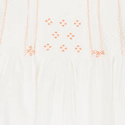 Sarah Louise-Кремово-розовое платье из хлопка со сборками ручной работы | Childrensalon Outlet