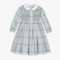 Sarah Louise-Girls Mint Check Smocked Dress | Childrensalon Outlet