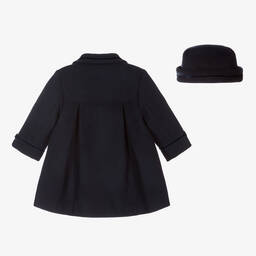 سارا لويز-طقم معطف وقبعة لون كحلي للبنات | Childrensalon Outlet