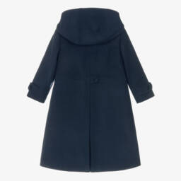Sarah Louise-Girls Navy Blue Hooded Felted Coat | Childrensalon Outlet