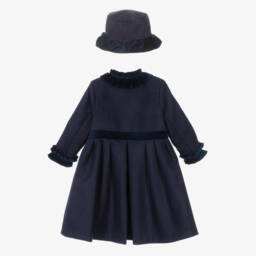 Sarah Louise-Girls Navy Felt Coat and Hat | Childrensalon Outlet