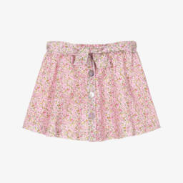 Sarah Louise-Girls Pink Floral Cotton Twill Skirt | Childrensalon Outlet
