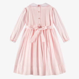 سارا لويز-Girls Pink Hand-Smocked Long Sleeve Dress  | Childrensalon Outlet