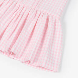 سارا لويز-Girls Pink & White Cotton Gingham Dress | Childrensalon Outlet