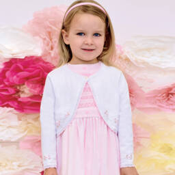 Sarah Louise-Girls Pink & White Knit Bolero | Childrensalon Outlet
