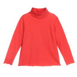 Sarah Louise-Girls Red Cotton Roll Neck Top | Childrensalon Outlet