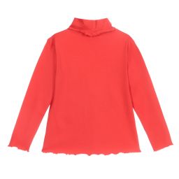 Sarah Louise-Girls Red Cotton Roll Neck Top | Childrensalon Outlet