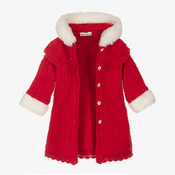 Sarah Louise-Girls Red Knitted Coat | Childrensalon Outlet