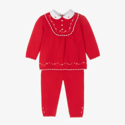 Sarah Louise-Girls Scarlet Cotton Knit Ensemble | Childrensalon Outlet