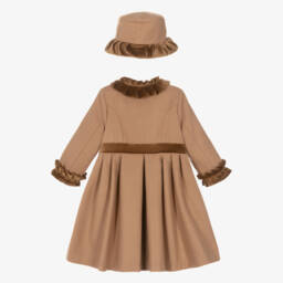 Sarah Louise-Girls Tan Felted Coat & Hat Set | Childrensalon Outlet
