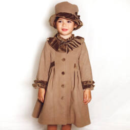 Sarah Louise-Girls Tan Felted Coat & Hat Set | Childrensalon Outlet