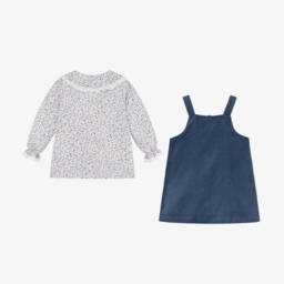 سارا لويز-طقم فستان مخمل لون أزرق | Childrensalon Outlet