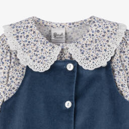 سارا لويز-طقم فستان مخمل لون أزرق | Childrensalon Outlet