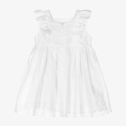 Sarah Louise-Girls White Cotton Dress | Childrensalon Outlet