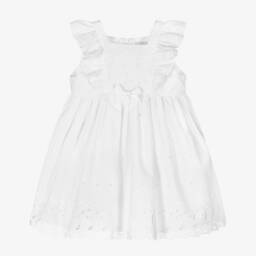 Sarah Louise-Girls White Cotton Dress | Childrensalon Outlet
