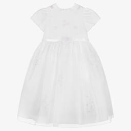 Sarah Louise-Girls White Embroidered Organza Dress | Childrensalon Outlet