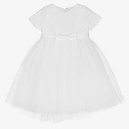 Sarah Louise-Girls White Lace & Tulle Dress | Childrensalon Outlet