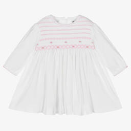 Sarah Louise-Girls White Smocked Cotton Dress  | Childrensalon Outlet