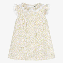 Sarah Louise-Girls Yellow Floral Cotton Dress | Childrensalon Outlet
