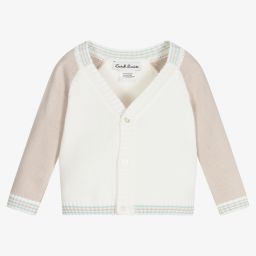 Sarah Louise-Ivory & Beige Cotton Cardigan | Childrensalon Outlet