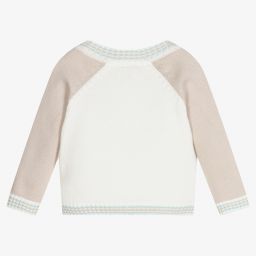 Sarah Louise-Ivory & Beige Cotton Cardigan | Childrensalon Outlet
