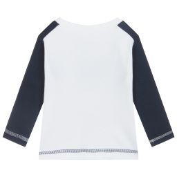 Sarah Louise-Navy Blue & White Top  | Childrensalon Outlet