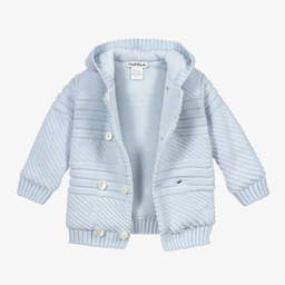 Sarah Louise-Pale Blue Knitted Pram Coat  | Childrensalon Outlet