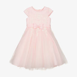 Sarah Louise-Pink Floral Lace & Tulle Frock | Childrensalon Outlet