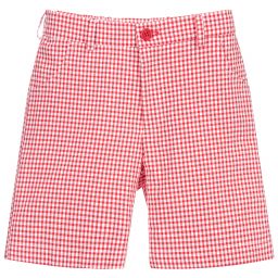 Sarah Louise-Red Check Cotton Shorts | Childrensalon Outlet
