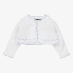 Sarah Louise-White & Blue Knitted Bolero Cardigan | Childrensalon Outlet