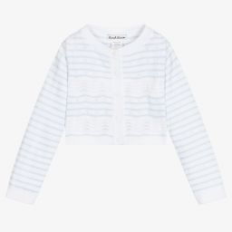 Sarah Louise-White & Blue Striped Cardigan | Childrensalon Outlet