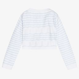 Sarah Louise-White & Blue Striped Cardigan | Childrensalon Outlet