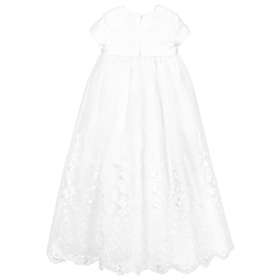 Sarah Louise-طقم ثوب مراسم شيفون لون أبيض للمولودات | Childrensalon Outlet