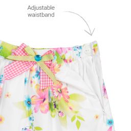 Sarah Louise-White Cotton Floral Skirt | Childrensalon Outlet
