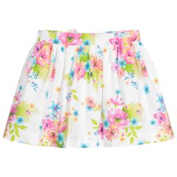 Sarah Louise-White Cotton Floral Skirt | Childrensalon Outlet