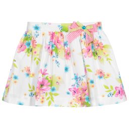 Sarah Louise-White Cotton Floral Skirt | Childrensalon Outlet