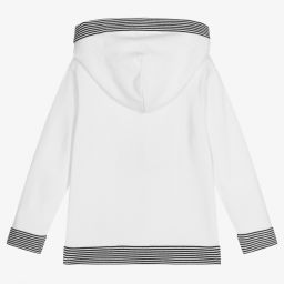 Sarah Louise-White Cotton Knit Zip-Up Top | Childrensalon Outlet