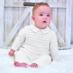 Sarah Louise-طقم بنطلون أكريليك محبوك لون أبيض للأولاد | Childrensalon Outlet